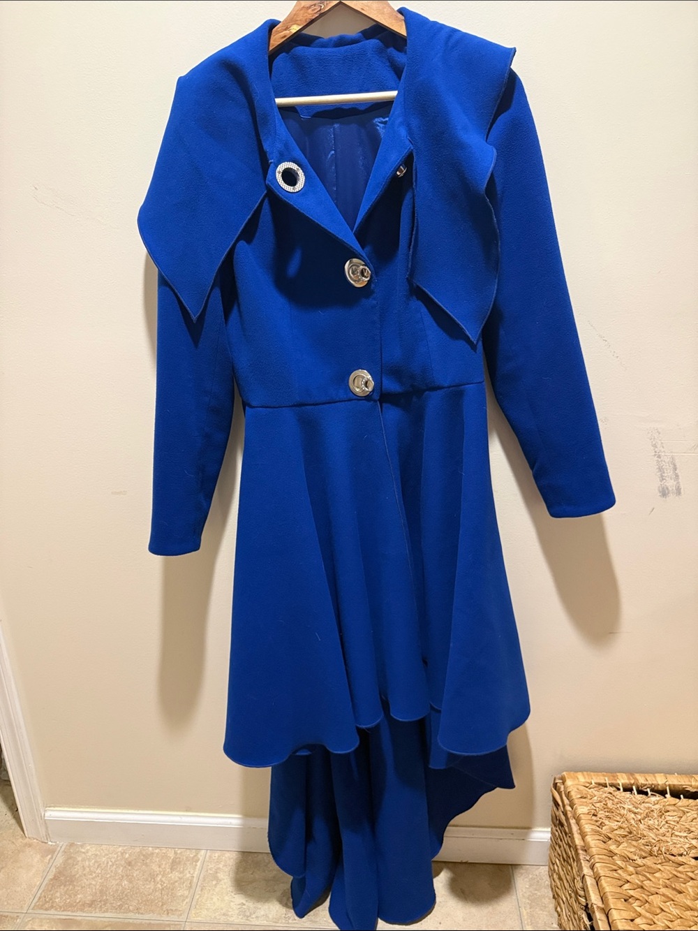 Royal Blue Asymmetric Hem Coat